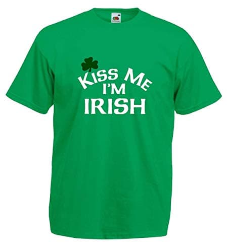 Image of Kiss Me I'm Irish St Patrick's Day Tee Shirt with Green Shamrock