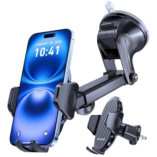 Image of Miracase Car Phone Holder for Cars Air Vent Dashboard Windscreen Desk, 4in 1 Mobile Phone Mount Automobile Cradle 360° Rotatable Stand Vehicle Mount for iPhone 17 16 15 Pro Plus Max 14 13 12 11Samsung
