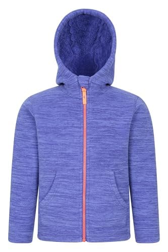 Image of Mountain Warehouse Snowdonia II Kids Hoodie - Full-zip Microfleece Top with Front Pockets for Boys & Girls - Best for Spring Summer, Camping, Outdoors & Hiking Dark Purple Teen Size 13 Years