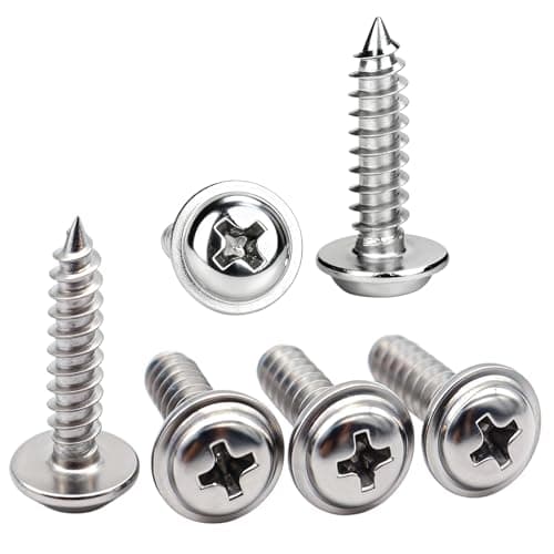 Image of QANCEN 20 pcs Stainless Steel Self Tapping Screws M5x12mm,Cross Pan Head with Washer Self Drilling Wafer Head Screws for Wood, Metal,Plastic,DIY,Construction Hardware