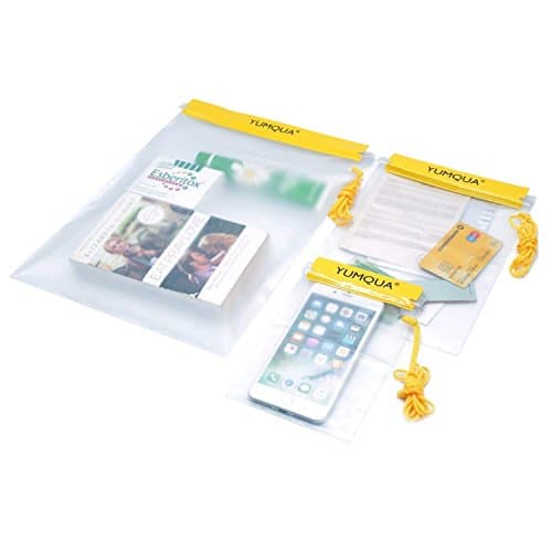 Image of YUMQUA Waterproof Bag, Waterproof Pouch Dry Bag for Document Map Camera Tablet Phone Holder, Set of 3, Yellow