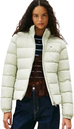 Image of Tommy Jeans Women's Basic Hooded Down Puffer Jacket, Green (Misty Sage), M