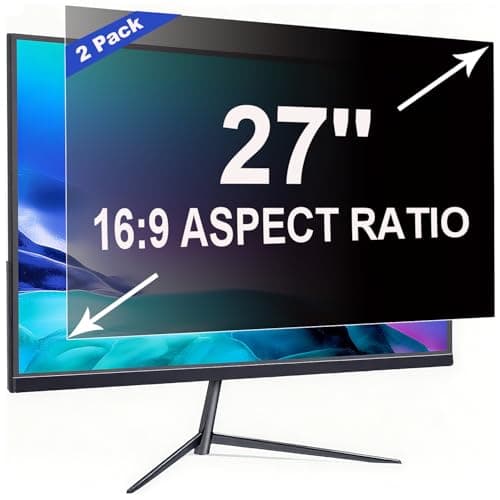Image of ruord 2 Pack Privacy Screen for 27 Inch 16:9 (59.7x33.6cm) computer Monitor - Blue Light Filter & Anti-Glare, Removable Screen Privacy Shield | PC Protector Film for Office