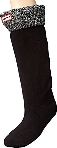 Image of Hunter Unisex Adults 6 Inch Cable Socks Long Original Tall Thermal Wellington - Black/Grey - 6-8