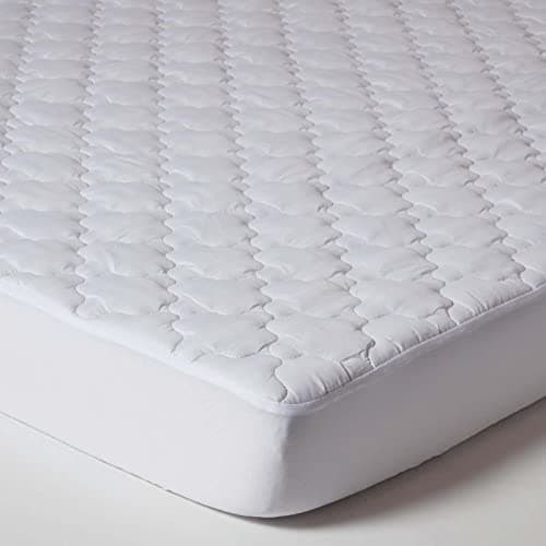 Image of HOMESCAPES 90 x 200 cm Euro Single Triple Fill Mattress Protector 220 GSM Ultra Thick Quilted Oeko-Tex Certified & Hypoallergenic with Fully Elasticated 30 cm Deep Stretch Fit Fabric Skirt