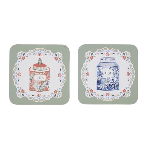 Image of Ulster Weavers - Vintage Tea Tins Coasters - Durable 100% Cork - Coasters Set of 4 Pieces - Size 10.5 x 10.5 x 0.5cm - British Coaster Set for Drinks/Cups/Mugs - Kitchen Gifts - Kitchen Accessories