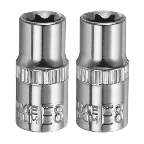 Image of sourcing map 2pcs E-Torx Socket 1/4" Drive E8 External Torx Deep Socket CR-V 6 Point Spline Socket Star Female Bit Socket for Auto Repairs Home Maintenance DIY Hand-Making 1" Length