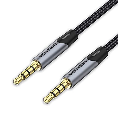 Image of VENTION 2m Aux Cable with Mic - 4-Pole TRRS 3.5mm to 3.5mm Stereo Jack Compatible with Headset, Speaker, PC and More