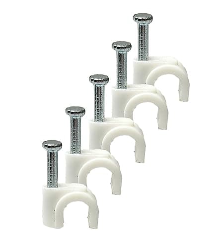 Image of White Round Cable Clips with Fixing Nail K-Type 50pcs (5mm)