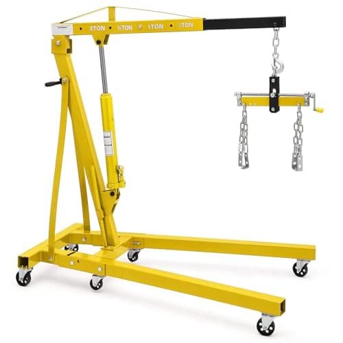 Image of Aptliton 2 Ton Folding Engine Crane Hoist, Heavy Duty Hydraulic Engine Lift with Adjustable Boom, 360° Swivel Casters, Garage Workshop Engine Hoist