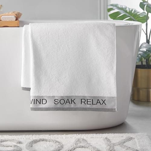 Image of Catherine Lansfield Relax And Unwind 90x140cm Bath Sheet White