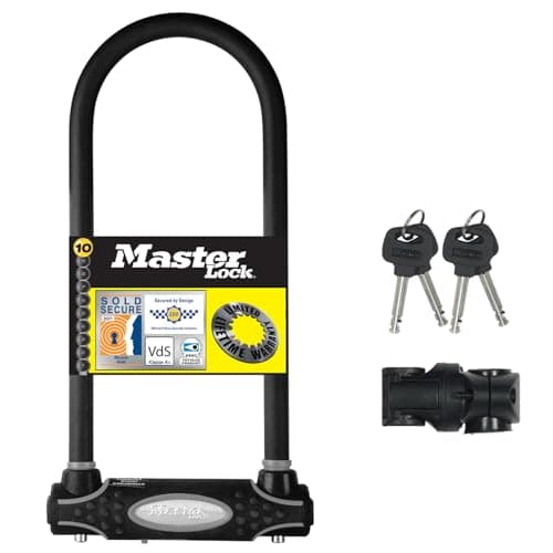 Image of Master Lock Heavy Duty Bike D Lock, Key, Universal Mounting Bracket, Certified Bike Lock, Long Shackle 8195EURDPROLW - Use with Electric, Mountain, Road, Folding Bikes