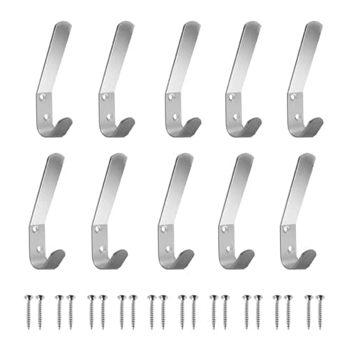 Image of Gadget Planet Aluminum Double Hat and Coat Hanger Hooks Coat Dress Robe & Bath Towel Hook for Bathroom Bedroom Kitchen Office Door Hooks with Fixing Screws (Pack of 10)