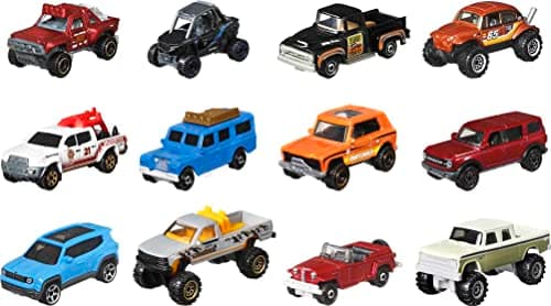 Image of Matchbox - Adventure Vehicle Set; Pack of 12 Vehicles in 1:64 Scale, Off-Road and SUV, Rescue Vehicles and Jeeps, Toy and Gift for Children 3+ Years, HDK60