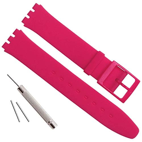 Image of Ultra-Thin Swatch Replacement 16mm Waterproof Silicone Rubber Watch Strap Watch Band (Rose)