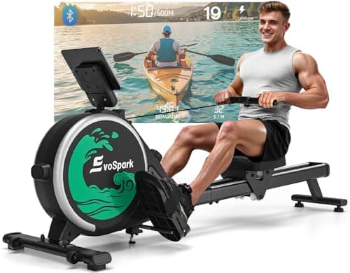 Image of Rowing Machine for Home Gym, EvoSpark Magnetic Rowing Machines 350 LB Weight Capacity - Foldable Rower for Home Use with App Supported, Upgrade to Double Slide Rail