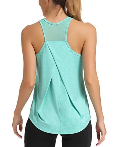 Image of Dawnrole Workout Tank Tops Women Gym Sport Sleeveless Running Tops Yoga Shirts Green