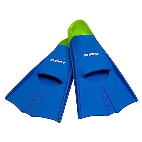 Image of Maru Training Fins – Blue/Lime UK 3/5 (EU 36/38) – Short Silicone Swimming Fins for Adults & Juniors – Swimming Flippers for Strength & Speed – Comfortable, Durable & Trusted by Coaches