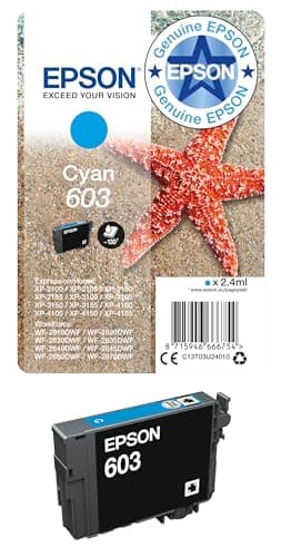 Image of Epson 603 Cyan Starfish Genuine, Ink Cartridge, Standard Capacity ,Pack of 1