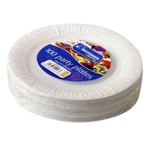 Image of Kingfisher Paper Disposable Plates, White, 7-Inch, Pack of 100