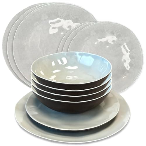Image of Liberty Leisure Capri 12 Piece Melamine Dinner Set - Plates & Bowls Set, Camping Essentials, Durable & Lightweight Tableware for Outdoor Dining, Picnic Set, Unbreakable, BPA-Free, Dishwasher Safe