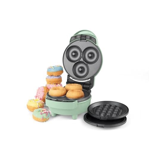 Image of Giles & Posner 3 in 1 Mini-Bites Maker Non-Stick Cooking Plates, Doughnut,Waffle, and Pancake Maker, 3 Minute Pre-Heat time, Non-Slip Feet, Easy to Clean,Ready Indicator Lights,400W,1.15KG
