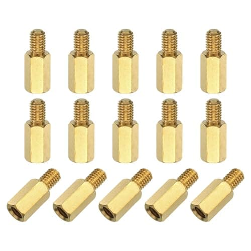 Image of sourcing map 15Pcs Male to Female Thread Spacer Screws, M5 x 12mm + 7mm Brass Hex Standoff Screws PCB Motherboard for Drone Quadcopter, Computer and Circuit Board