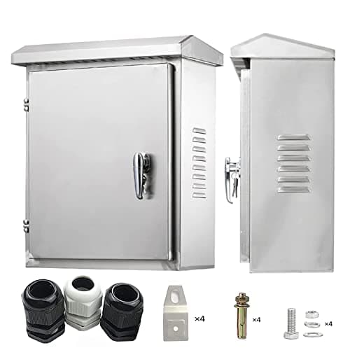 Image of CHENGPI Stainless Steel Electrical Box,Electrical Junction BoxEnclosure 40X30X14cm, Waterproof Enclosure Box, Wall-mounted Project Boxes for Electronics with Insulation Mounting Plate