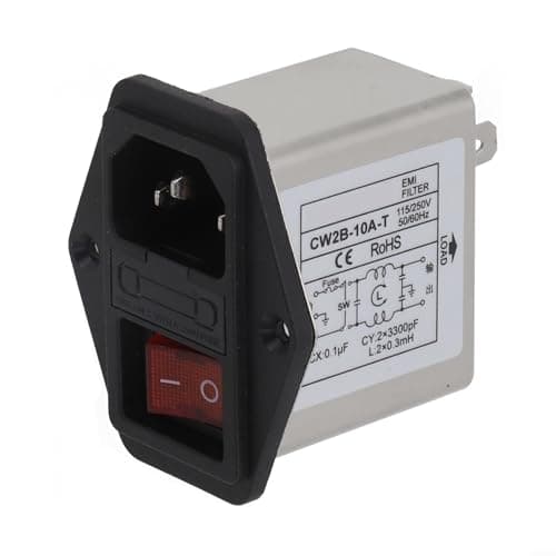 Image of Power Filter with Light Safety Switch for IEC Socket Compact Size for 3A, 6A, 10A CW2BT CW2CT, Effective Interference Control (CW2B-10A-T)