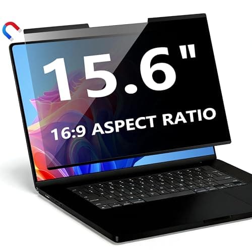 Image of Magnetic Laptop Privacy Screen 15.6 Inch 16:9, Removable Computer Privacy Filter Shield and Anti Glare Blue Light Screen Protector, Compatible with HP Dell Acer Asus Samsung Lenovo ThinkPad