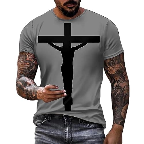 Image of Halloween Men's Printed Short Sleeve T Shirt Fashion Comfortable Casual Sexy Tops Men Party Glitter, gray, S