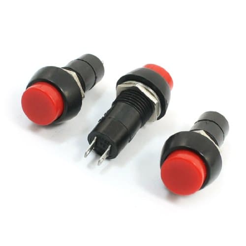 Image of Sourcingmap 250VAC 3A Panel Mount Red Head Latching SPST 2 Pin Push Button Switch x3