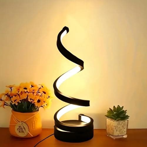 Image of Sonhomay LED Modern Table Lamp Spiral USB Desk Light 3 Colors Stepless Dimming Bedside Lamp Nightstand Lamps for Home Living Room Bedroom Office Decor 12x4inch