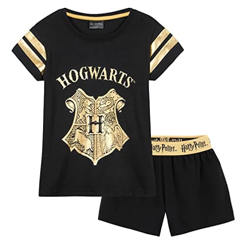 Image of Harry Potter Girls Pyjamas for Kids Teenagers - 2 Piece Short PJs Breathable Lounge Wear 7-14 Years Gifts for Girls (Black, 9-10 Years)