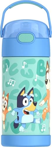 Image of THERMOS FUNTAINER 12 Ounce Stainless Steel Vacuum Insulated Kids Straw Bottle, Bluey