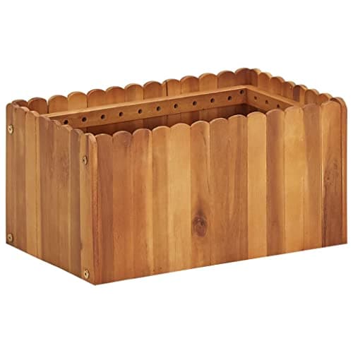 Image of vidaXL Raised Garden Bed - Solid Acacia Wood - Natural Wood Colour - Rustic Rectangular Planter Box for Outdoor Use - Easy to Assemble - 50x30x25 cm