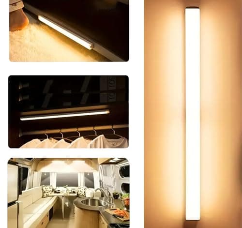 Image of Motion Sensor Lights (2 Pack) – 50cm Rechargeable LED Night Light Bar for Bedroom, Cabinet, Kitchen, Hallway – Stick-On Magnetic Warm Light, Indoor Motion Activated Lighting by TradeProvider®