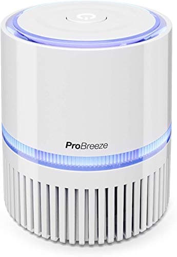 Image of Pro Breeze Mini Air Purifier with True HEPA Filter, Personal Desktop Air Cleaner with Night Light for Home, Work, Office for Allergies, Smoke, Dust, Pollen and Pet Dander | USB and AC Power
