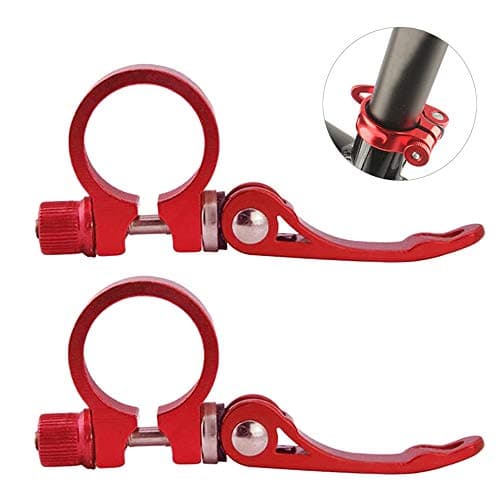Image of DAZISEN Bicycle Seat Tube Clip - Aluminium Alloy Ultralight Quick Release Road Bike Seatpost Seat Post Clamp 28.6mm Red,2*Red,28.6mm