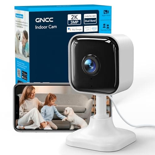 Image of GNCC 2K Indoor Security Camera, Cameras House Security, CCTV WiFi Camera for Home Security with 2.4G/5G, Motion/Sound Detection, Night Vision, SD/Cloud Storage, Works with Alexa & Google Home, GC4