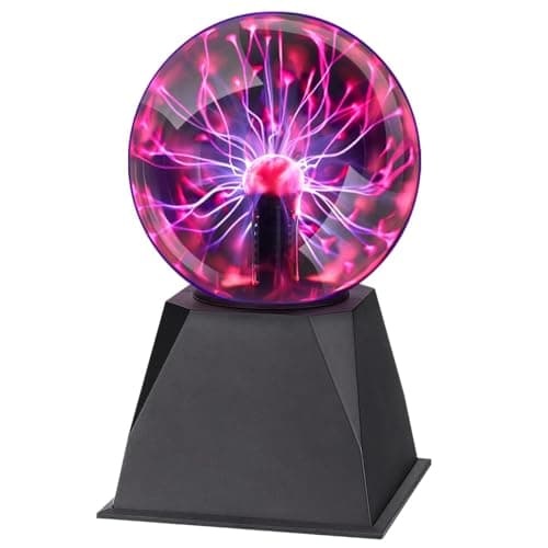Image of CGBOOM Plasma Ball 5 Inch, Plasma Globe Touch and Sound Sensitive Plasma Lamp Plug in Electric Ball Lamp Science Present for Kids, Decorations, Parties, Bedroom
