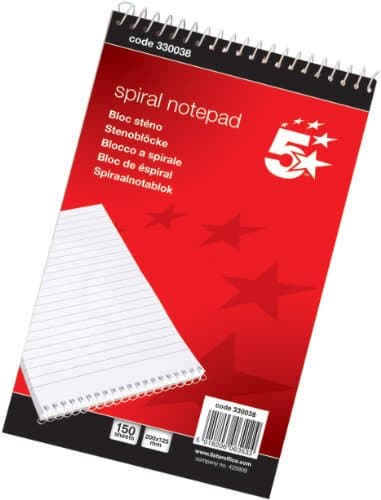 Image of 5 Star Office Spiral Notepad Headbound Ruled 300 Pages 127x200mm [Pack 10]