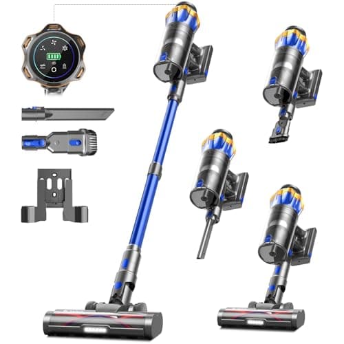 Image of 580W 48kPa 65Mins Cordless Vacuum Cleaner, 1.6L Self-Standing Anti-Tangle Vacuum cleaners for Home with OLED Touch Screen, Wall-Mounted Charging, Upright Vacuum for Pet Carpet Car Hardwood Floor