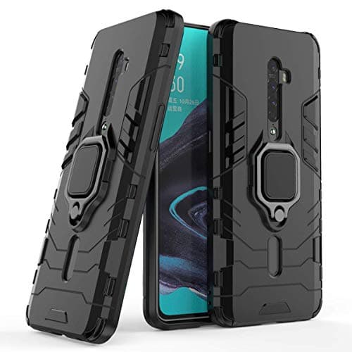 Image of MRSTER OPPO Reno2 360 Degree Rotating Case with TPU Ring Holder 2 in 1 Rugged Hybrid Shockproof Silicone Case for Oppo Reno 2 HB Black
