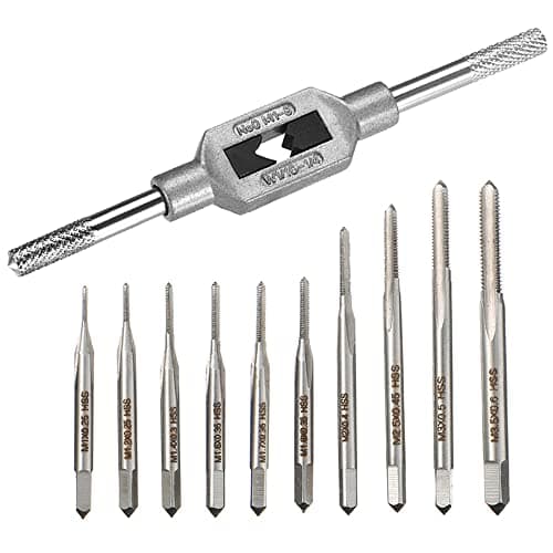 Image of Saipor HSS Mini Metric Thread Tap Set M1-M3.5 With Adjustable Tap Wrench 1/16-1/4", Micro Hand Screw Drill Set