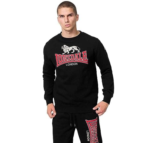 Image of Lonsdale Men's avalwins Sweatshirt, Black/Red/Grey, XXL
