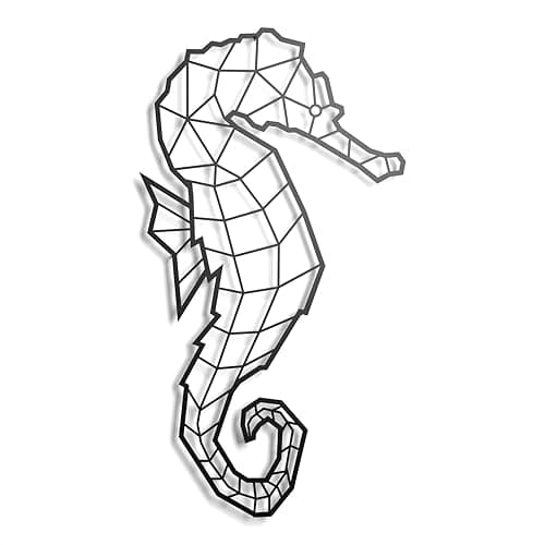 Image of keluly Metal Decoration Floating Wall Sculpture with Shadows Steel (Seahorse, 43 x 31 cm)