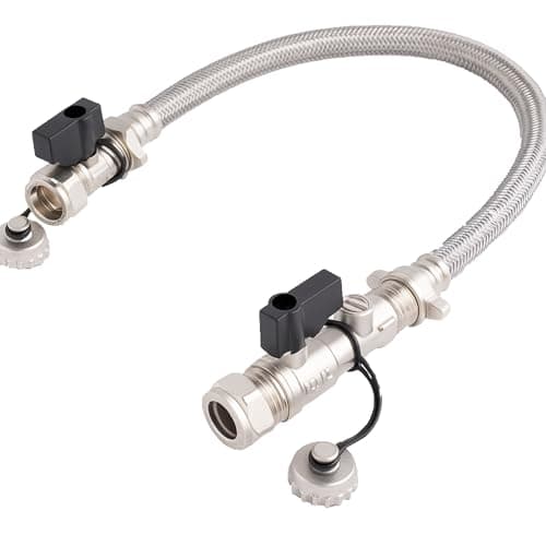 Image of Kudos-Trading 15mm Central Heating Filling Loop Kit – Flexible Braided Hose with Isolation Valves & Double Check Valve – Combi Boiler Water Refill Pipe – WRAS Approved