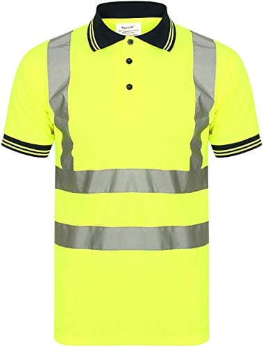 Image of ANZEE DISCOVER THE NEW YOU Men Women's Hi Vis Viz Visibility T-Shirt Unisex Crew Neck Short Sleeve Stripes T-Shirt Cotton Top Round Neck Mens Casual Crewneck Summer Wears Yellow X-Large