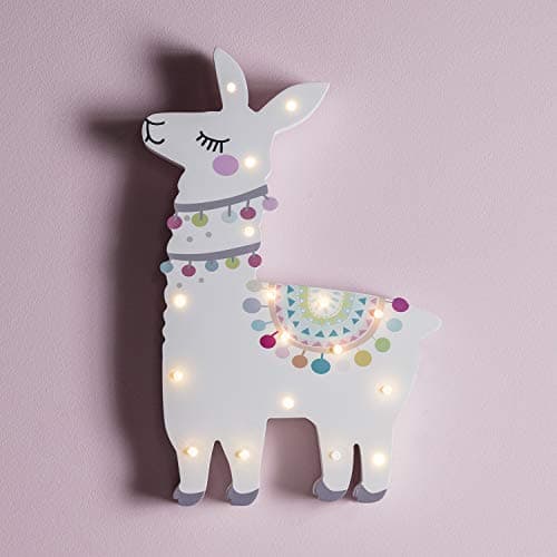 Image of Lights4fun Llama Children's Bedroom Battery Operated Nuresry Wall Light with 17 Warm White LEDs